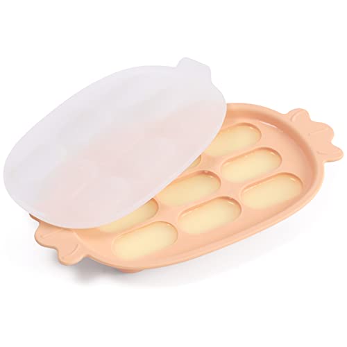 Image of Haakaa Silicone Baby Food Tray, Baby Food Storage Containers, Baby Food Freezer Containers, Silicone Food Mold for Homemade Baby Food, Frozen Breastmilk for Food Feeder, with Lid. Apricot