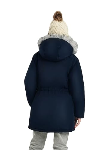 SOLOCOTE Girls Winter Coat Water-resistant Heavyweight Ski Jacket Faux Down Hooded Long Parka for Kids3