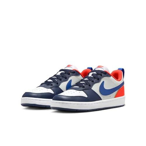 Nike Court Borough Low Recraft Big Kids' Shoes (DV5456-401, Midnight Navy/Team Orange/Light Silver) Size 62