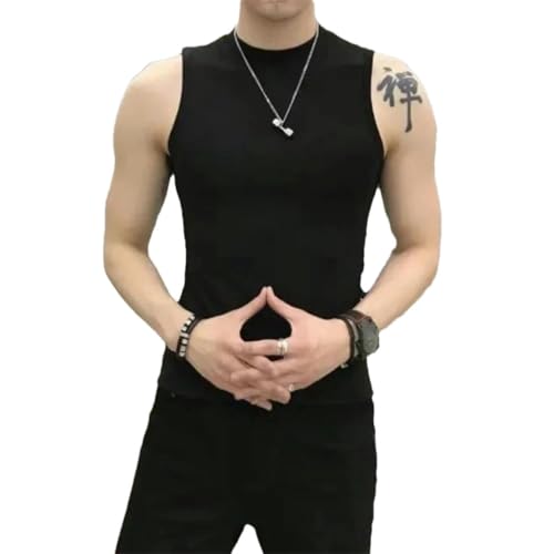 Gilet d'été pour homme col roulé sans manches coton fitness shirt