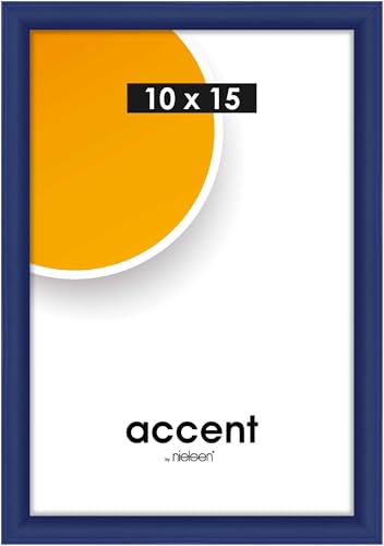accent by nielsen Bilderrahmen, 10 x 15 cm, Kunststoff, Blau, Fotorahmen zum Auftstellen und Aufhängen im Hoch- & Querformat, Echtglas, Colorado Uni