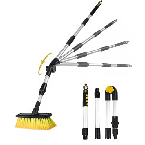 Cepillo de lavado de coche de mango largo de 160 cm, trapeador de lavado de coche flexible, cepillo de limpieza de coche de longitud ajustable, se puede conectar a tuberías de agua, adecuado para