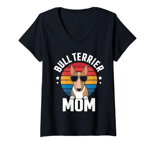 Mujer Bull Terrier Mamá Divertido Bull Terrier Camiseta Cuello V