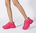LUCKY STEP Women's 90s Chunky Sneakers Fashion Platform Casual Thick Dad Rave Walking Shoes(Fushia PU,10 B(M) US)