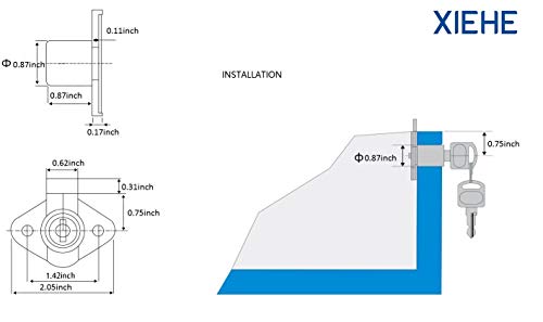 XIEHE 801 Office Furniture Desk Drawer Lock Cabinet Door Locker with 4 Keys 7/8 in. Outside Diameter (2 Packs, Gold, keyed alike2)