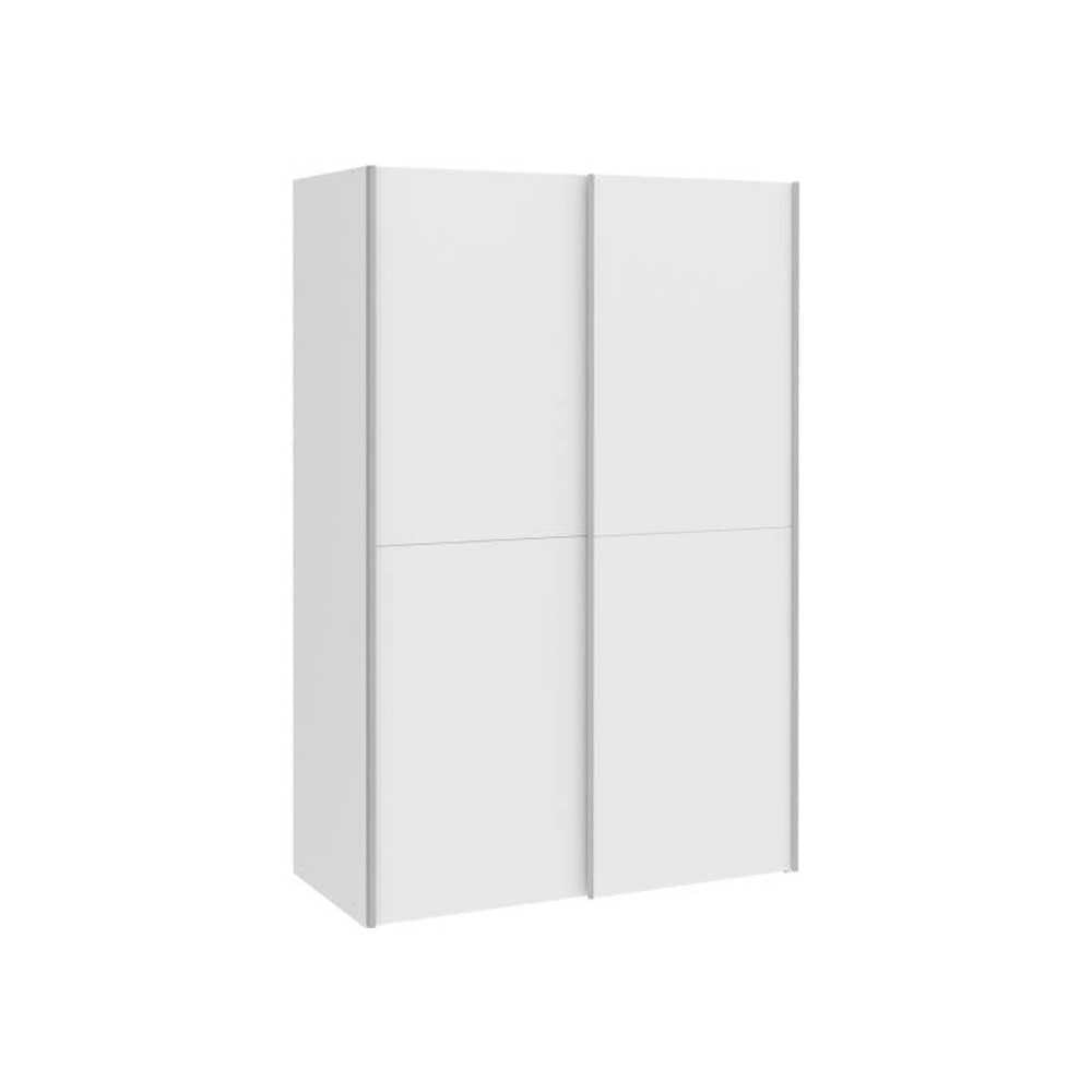 FORTE OZZULA Schrank 120, Kleiderschrank Weiß, Schwebetürenschrank, Schlafzimmerschrank Modern 2-türig mit Einlegeböden und Kleiderstange, 120 cm breit x 190.5 cm hoch x 61 cm tief