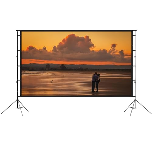 Pantalla de proyector con soporte, pantalla portátil con bolsa de transporte, pantalla de proyección frontal y trasera HD 4K 16:9 para cine en casa y noche de películas al aire libre (60 pulgadas)