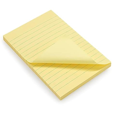 WAYTEX 931680 100 Nuty samoprzylepne A6 z liniami Blok 100 arkuszy samoprzylepnych dużych 9,8 x 15 cm - Pastelowy żółty kolor