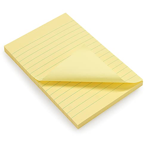 WAYTEX 931680 100 Notes adhésives A6 avec lignes Bloc de 100 Feuilles autocollantes repositionnables Grand format 9,8 x 15 cm - Couleur jaune pastel Cover