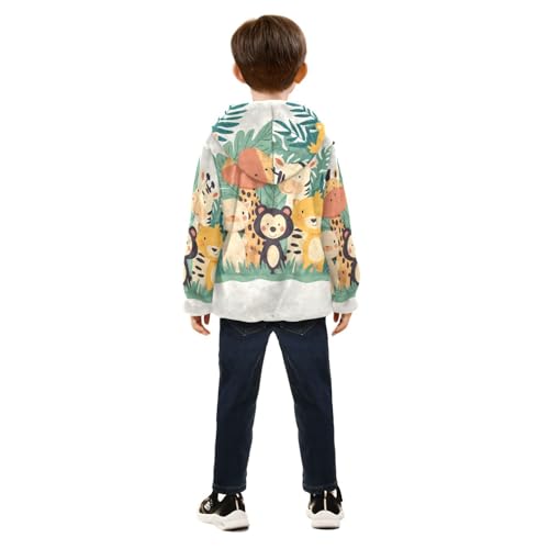 Cute Wild Animals Girls Fleece Jacket Girls Fall Jacket Girls Zip Up Hoodie Girls Sherpa Jacket 2-10T4