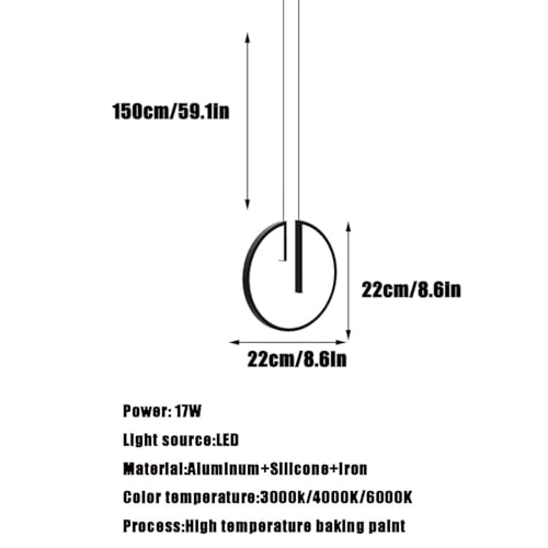 Suspension LED noire 17W industrielle à hauteur réglable et intensité variable - 4
