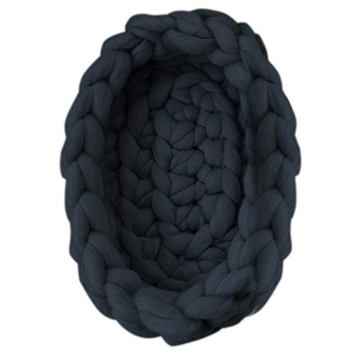 Forwei Cestino Intrecciato Piccolo | Sacco a Pelo per cestini Linea Spessa Carino | Cestino di Cotone per Bambino Scatta Foto | Cestino Lavorato a Maglia per Oggetti di Scena per Neonati Tappeti