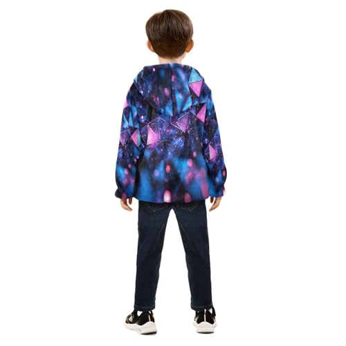 Abstract Structure Dark Blue Toddler Fleece Jacket Girl Boys Hooded Fleece Jacket Coat Warm Outwear Zip-up 3-10T4
