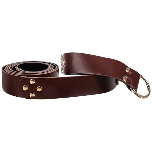JOINPAYA Cinturón Renacentista Medieval de Cuero Marrón 240 CM Anilla Retro para Disfraz de Espada, Accesorio Cosplay y Complemento para Fiesta Estilo Vikingo y Caballero
