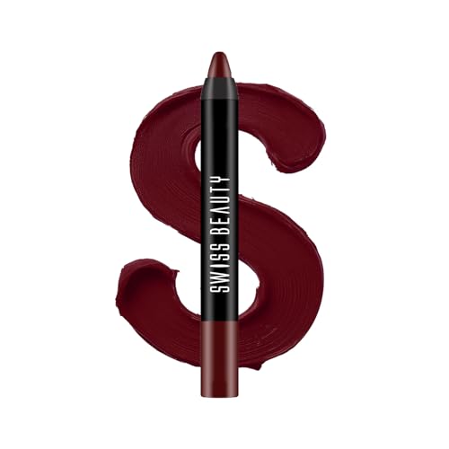 Image of Swiss Beauty Matte Long Lasting Stay Maxx Lip Crayon Lipstick | Matte Finish | 12-Hour Stay | Smudge Proof | Lightweight | Shade-Murphy Wine, 3.5g