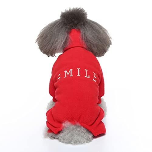 ICOUCHI 犬服 パジャマ ロンパース ペット服 つなぎ 秋冬 小中型犬 カバーオール ドッグウェア パーカー ふわふわ 防寒 保温 屋部着 寝間着 抜け毛防止 ルームウェア 犬洋服 四つ足の服 お出掛け お散歩用