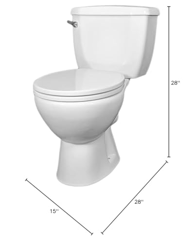 Inodoro de dos piezas con salida trasera tipo P-trap, diseño redondo americano, cerámica blanca miniatura 6