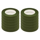 sourcing map Lot de 12 rouleaux de ruban adhésif floral imperméable pour arrangement floral, bouquet de mariage, artisanat, ruban de fleuriste, vert fougère 1,27 cm