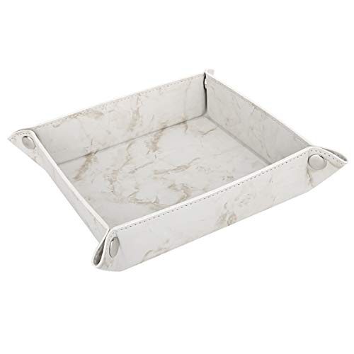 トレイ 小物トレー Luxspire PUレザー製 四角ボタン式 畳める 時計・鍵・小銭・アクセサリー収納 小物収納 小物入れ ボタントレー S Marble