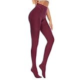 American Trend Mallas opacas para mujer para adultos, resistentes a la carrera, talla grande, cintura alta, 80, Rojo vino, S/M