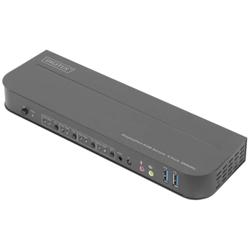 DIGITUS KVM-Switch 4-Port 4K60Hz, 4xDP in, 1xDP/HDMI Out