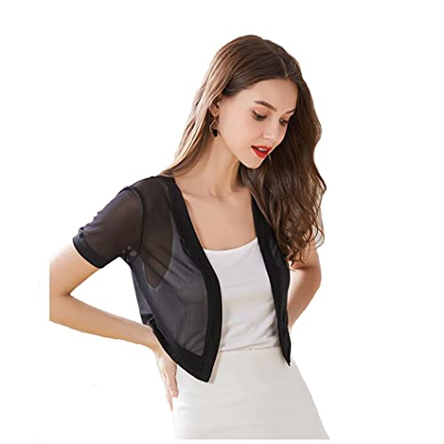 Malarocoby Fashion Women Chiffon Bolero Shrug Jacket Cardigan Dress Shawl Black #TOP4