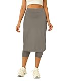 Aurgelmir Womens Tennis Skirt with Capris Leggings Golf Knee Length Skorts Athletic Long Skirts for