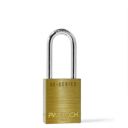 Image of PACLOCK's SR-90A Padlock, 2 inch Tall Hardened Steel Shackle, High Performance 6-Pin Cylinder, Keyed Differently w / 2 Keys, Yellow