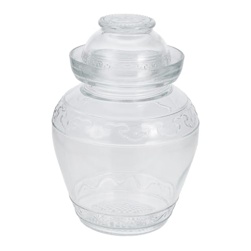POPETPOP 1Pièce Bocal à Cornichons Verre Transparent Pot de Rangement de Cuisine Hermétique pour Fermentation Conservation des Aliments