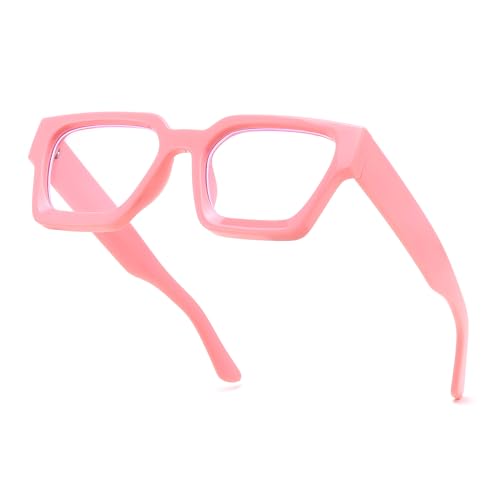 Image of FEISEDY Retro Blue Light Blocking Glasses for Women Men 90s Classic Rectangle Frame Thick Chic Computer Eyeglasses B2383R