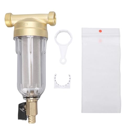 TICFOX Filtre à eau à sédiments rotatif, filtre à eau à sédiments pour toute la maison, type de rotation, pré-filtre à contre-lavage pour machine à laver G3/4 mâle G1/2 filetage