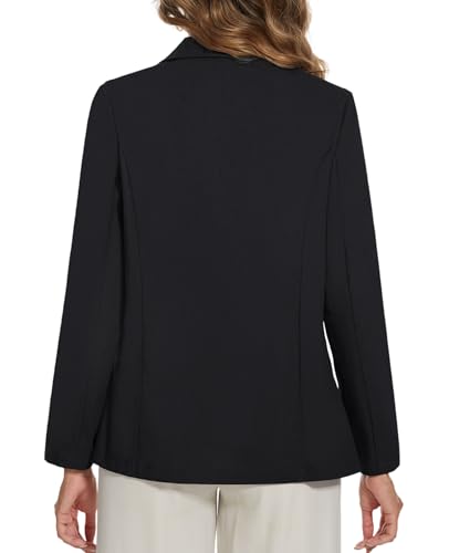 MINTLIMIT Summer Linen Blazers Jackets for Women Lightweight Spring Long Sleeves Work Office Blazer Suit (Black, Size 2XL)2