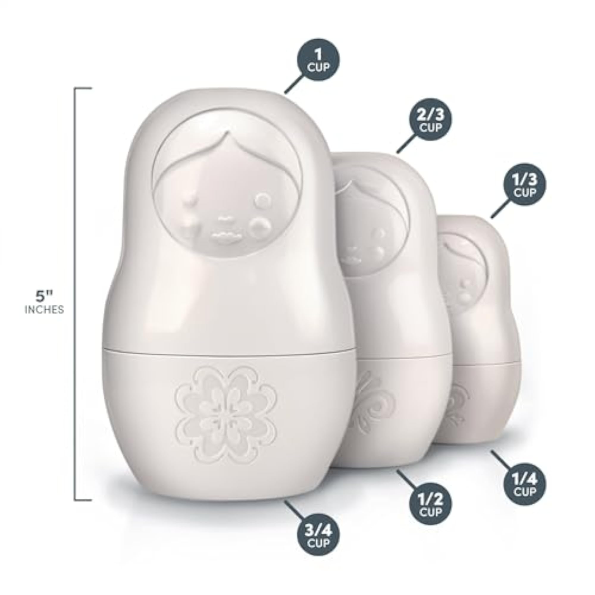 White Matryoshka Dry Measuring Cups, Set of 6