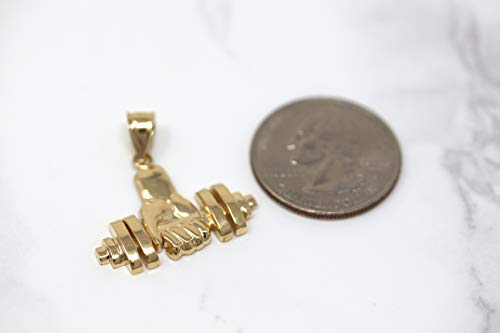 10k Weightlifting Dumbell Barbell Fitness Gym Trainer Charm Pendant Necklace3