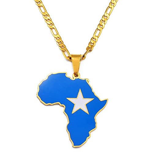 WUGDSQGH Halskette Frauen Somalia Bunte Halsketten Damen Herren Hip Hop Afrika Karte Anhänger Halskette Zubehör Ghana Nigeria Kongo Sudan Somalia Uganda Simbabwe Sambia Liberia Geschenke, 60 cm Ode Cover