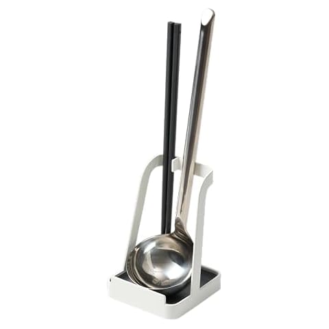 YAMAZAKI Home Ladle Holder - Lid Stand For Utensils In Kitchen, Steel, Water Resistant, No Assembly Req.,White Cover