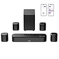 ULTIMEA 7.1ch Sound Bar with Dolby Atmos, Surround Sound System for TV with 4 Surround Speakers, Sound Bar for Smart TV with App Control, Soundbar with Subwoofer for Home Theater, HDMI eARC, Aura A60