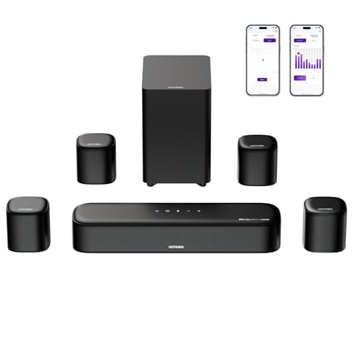 ULTIMEA 7.1 Soundbar für TV Geräte, Dolby Atmos Surround Sound System mit 4 Surround Lautsprechern, TV Soundbar mit Subwoofer für Heimkino Soundsystem, App, HDMI eARC, Bluetooth...