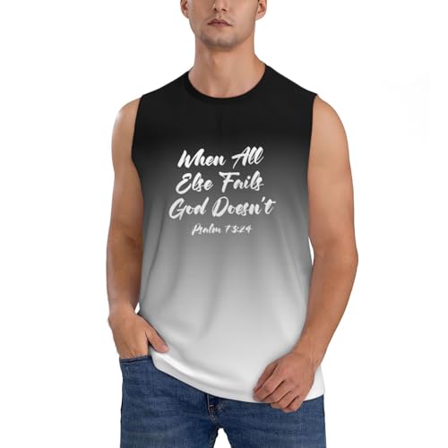 When All Else Fails God Doesn't Men's Tank Tops Quick Dry Workout Gym Sleeveless Muscle Shirts Summer Beach Shirt,3X-Large Black