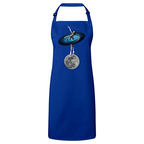 Tablier cuisine bleu lune galaxie pour cuisiner avec style au quotidien