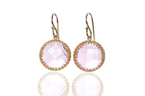Boucles d'oreilles en quartz rose et pierre gemme d'exception - 6