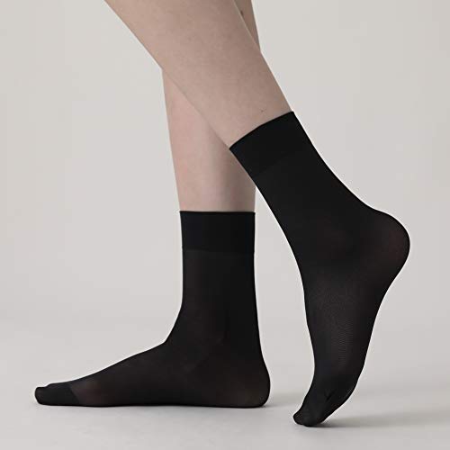 Fitu Women's 10 Pairs Pack Nylon Ankle Tights Hosiery Socks (Black) One Size Black #TOP2