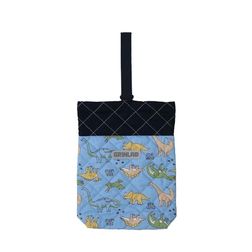 シューズバッグ 上履き入れ キルティング 靴 カバン バッグ 小学校 おしゃれ 男の子 女の子 幼稚園 保育園 大きめ かわいい 習い事 (恐竜総柄/ブルー)
