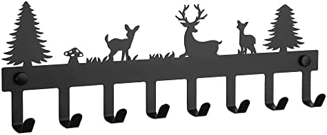 Key Holder Wall Mounted Key Hooks for Wall Decorative with 8 Hooks Black Metal Key Organizer Rack Hanger for Entryway, Garage,Mudroom,Hallway, Office 15.7X5.1 inches