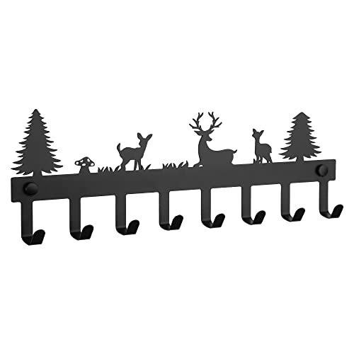 Key Holder Wall Mounted Key Hooks For Wall Decorative With 8 Hooks Black Metal Key Organizer Rack Hanger For Entryway, Garage,Mudroom,Hallway, Office 15.7X5.1 Inches #TOP19