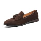 [WEISHIMIBANG] スリッポン メンズ ビジネスシューズ ローファー スエード 革靴 カジュアル ウォーキング 防滑 通気 おしゃれ 大きいサイズ (ブラウン, 日本の靴のサイズ寸法, 大人, 数値, 3_e, 26.5 cm)