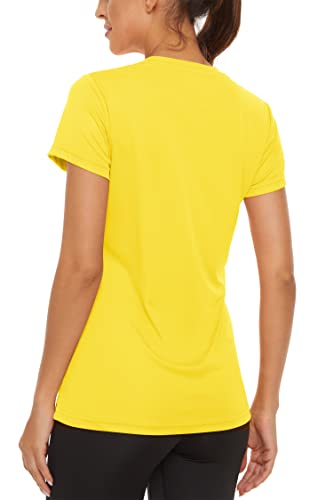 Tacvasen Womens Yoga Shirts Sport Training T-Shirts Short Sleeve Tees Lightweight Quick Dry Summer Sun Protection Yellow M #TOP1