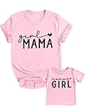 Mommy and Me Matching Shirt Mama Girl Matching Tee Mom and Daughter Tshirt Heart Graphic Family Matching Set Clothes Pink