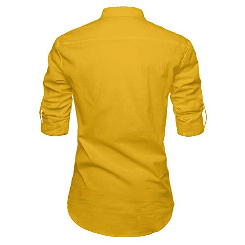 Image of Vida Loca Full Sleeve Mandarin Collor Cotton Casual Slim Fit Shirt for Men's