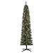 Home Heritage 7ft Stanley Slim Pre-Lit Pencil Christmas Tree – Artificial Pine with 350 Multicolor Incandescent Lights and 335 Branch Tips – Indoor Holiday Decor
